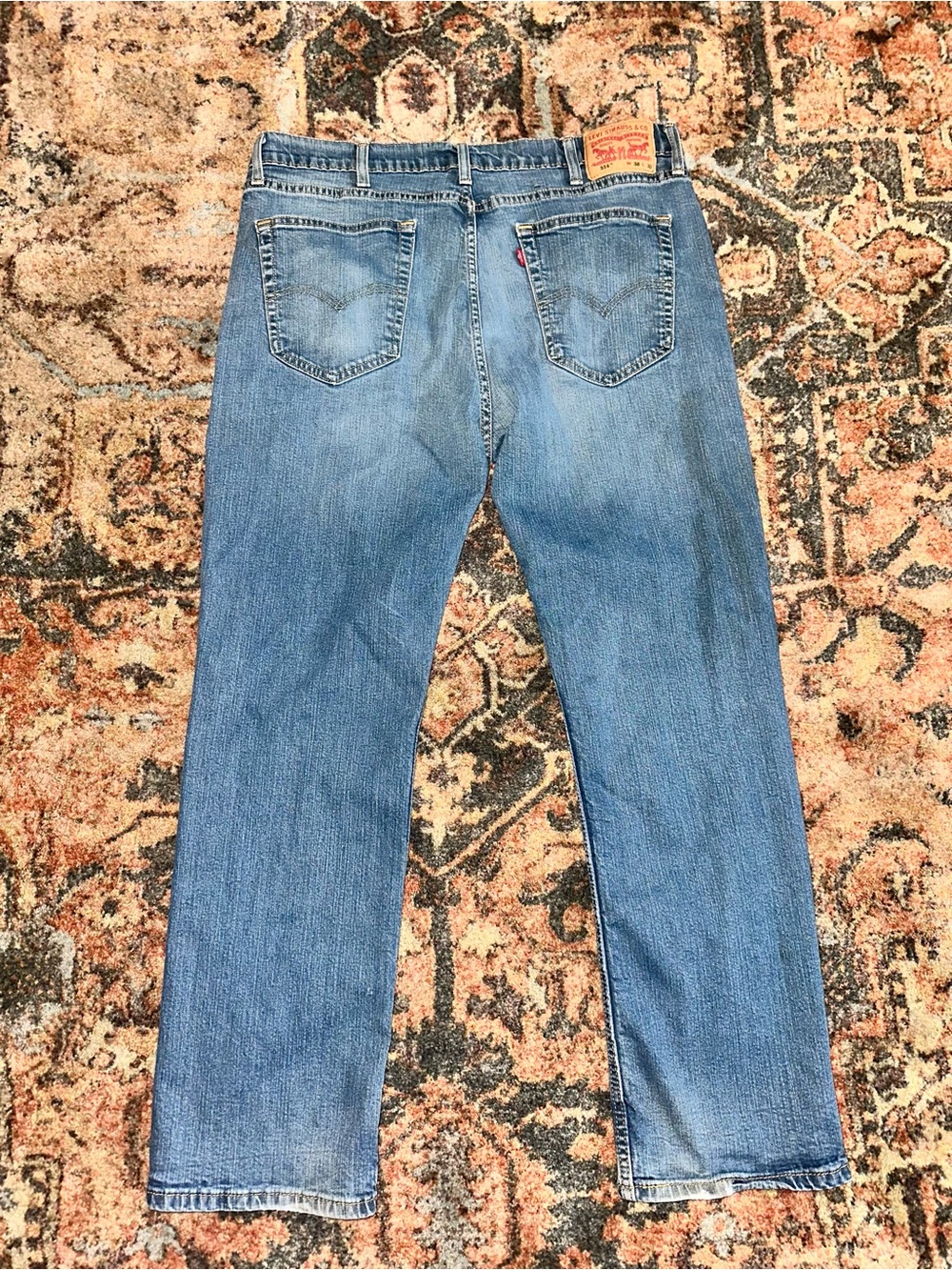 Levi's Straight Fit Light Blue Denim Jeans 38x30 - Picture 4 of 5